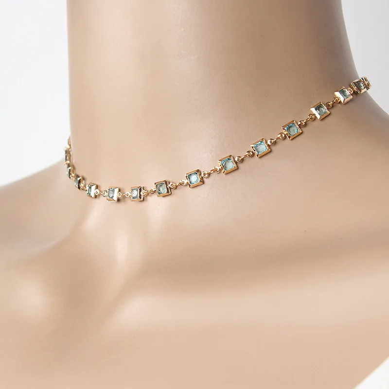 Acrylic Imitation Gem Women Choker Necklace Female 2018 Fashion Jewelry Ladies Party Necklaces New Style Gold Silver Color | Украшения и