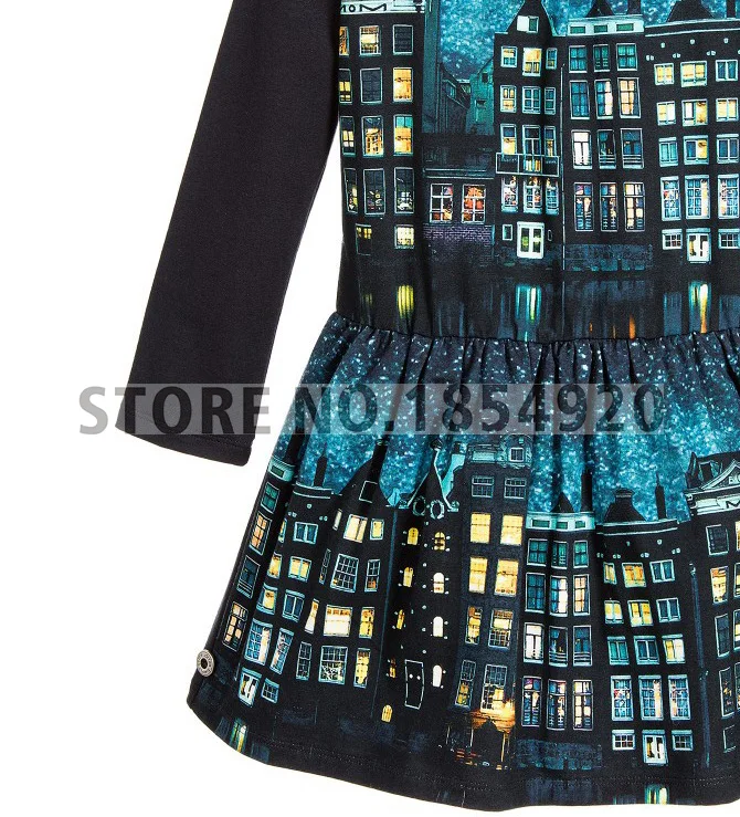 girl dress kids Clothes Party Dress Girls baby Brand Fashion Cute Girl Night view printing Children Clothing |