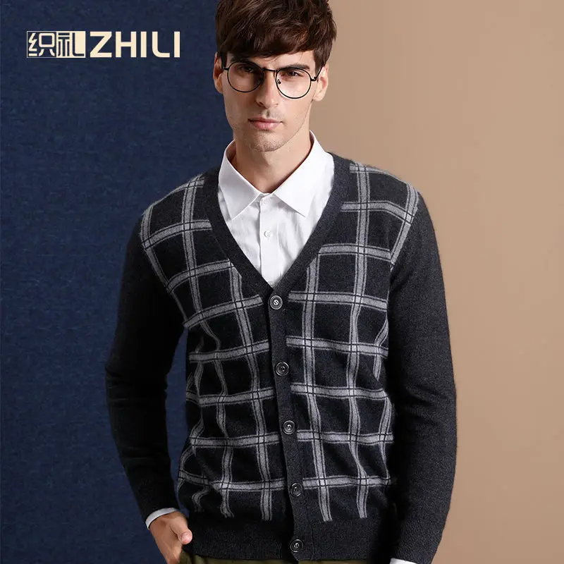 Зима 2017 плотный теплый вязаный кашемировый кардиган мужской Рождественский