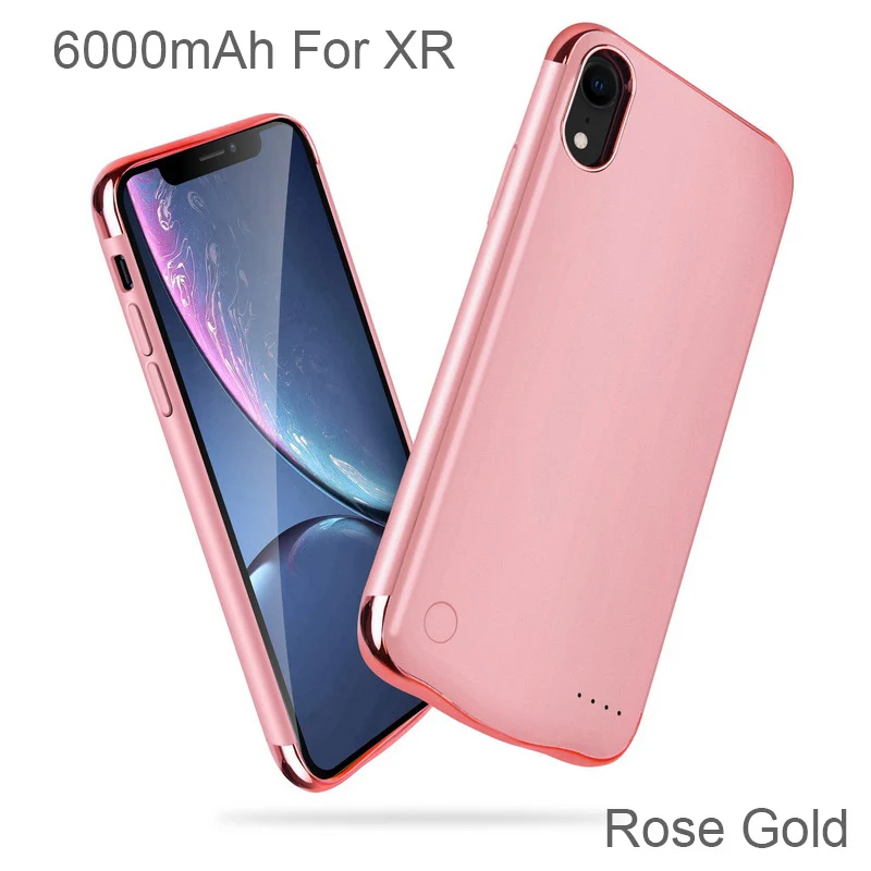 Rose Gold For XR XGODY противоударный чехол-батарея для iphone X XS XR XSMAX 6000 мАч Внешний банк питания для мобильного телефона для iphone X XS XR XSMAX - Цвет: Rose Gold For XR