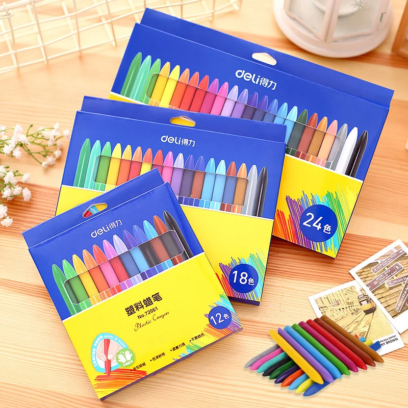 

12/18/24 color Non-toxic Triangular Plastic Wax Crayons Set Oil Pastel Pencils For Graffiti Drawing Kids Artist School Supplies