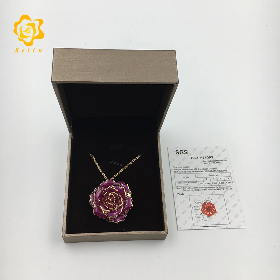 Cangnan Kelin offer Gold Rose necklace with rose shaped pendant and nice gift box | Дом и сад
