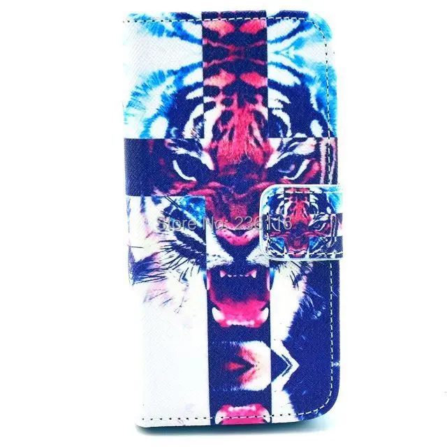 Tiger Mouth Pattern PU Leather Case with Stand Cover for Apple iPhone 5 5S Shell |