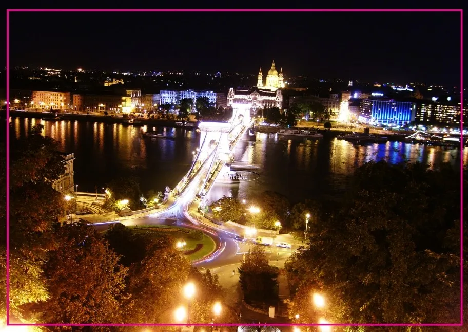 Наклейки для домашнего декора магнит на холодильник с изображением Дуная реки ночного пейзажа 5471 г.