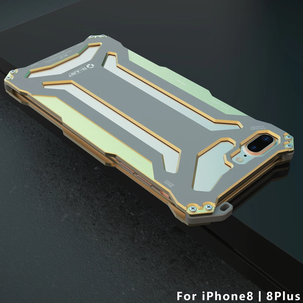 R JUST Gundam для iPhone 8 металлический корпус Механическая Броня Алюминий крышка плюс