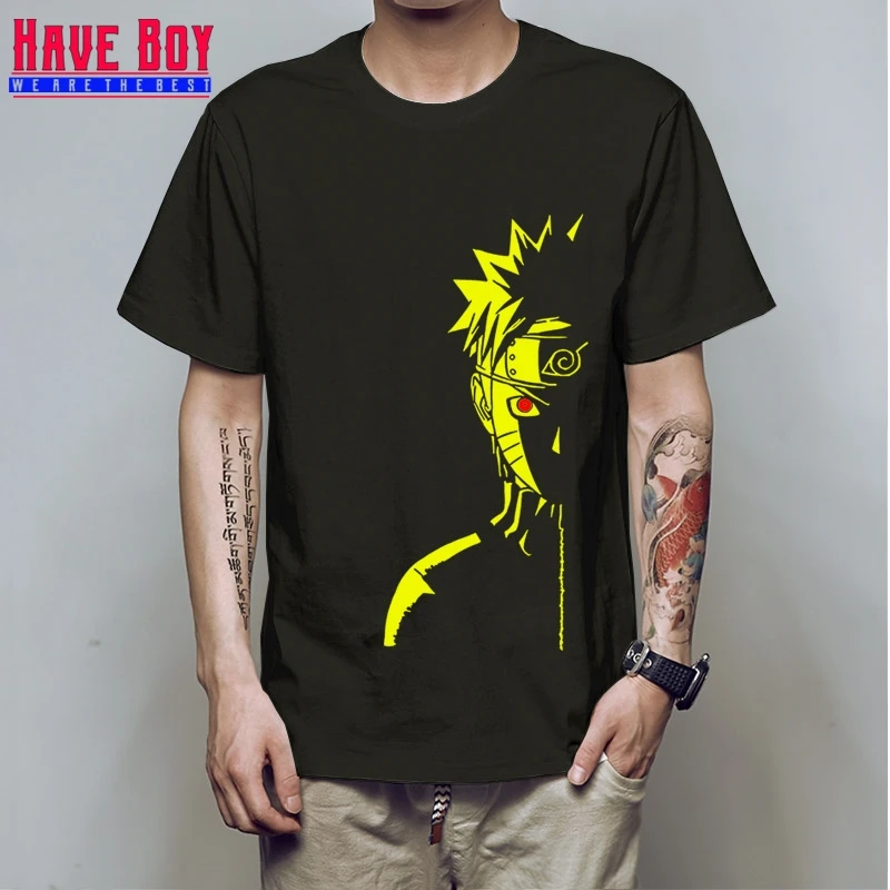 HAVE BOY Мужская модная футболка брендовые летние футболки Наруто Shippuden Red Sun аниме полосатая мужская футболка хлопок топ тройники HB196