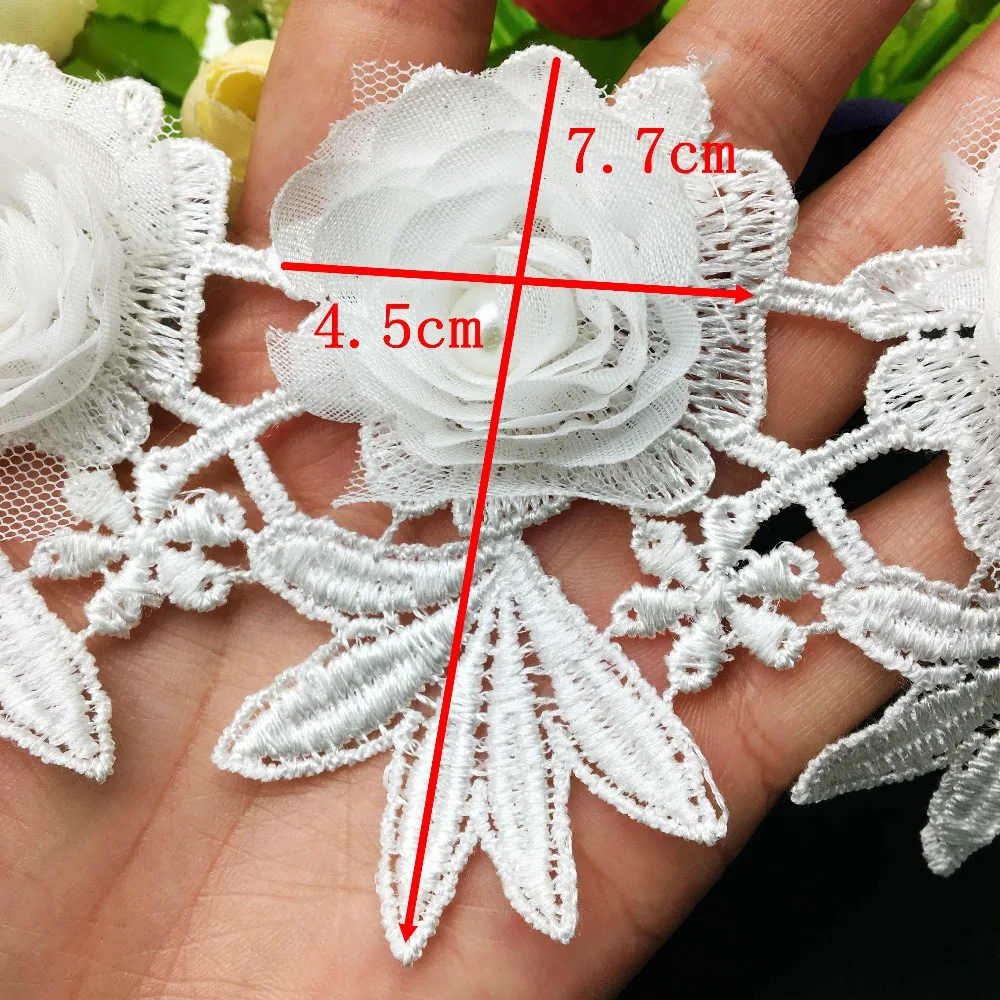 1 ярд жемчужные розы вышитые бисером ручная работа кружевная отделка женские