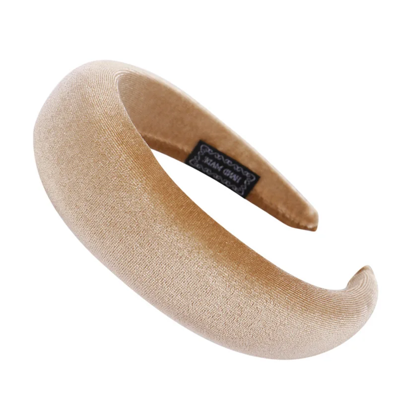 Light Brown 1 Женские повязки на голову, мягкий утолщенный бархатный спонж, повязки на голову ручной работы, одноцветные головные уборы, модные аксессуары для волос для девушек - Цвет: Light Brown 1