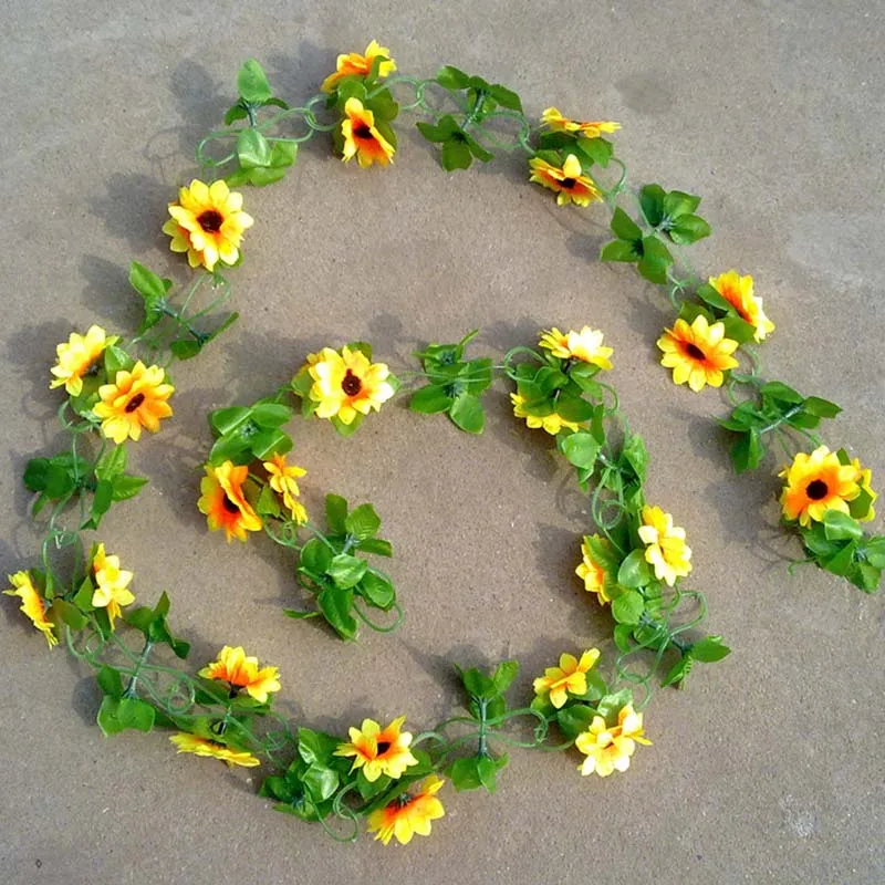 Яркие искусственные Шелковый Подсолнух вино из плюща Искусственные цветы с