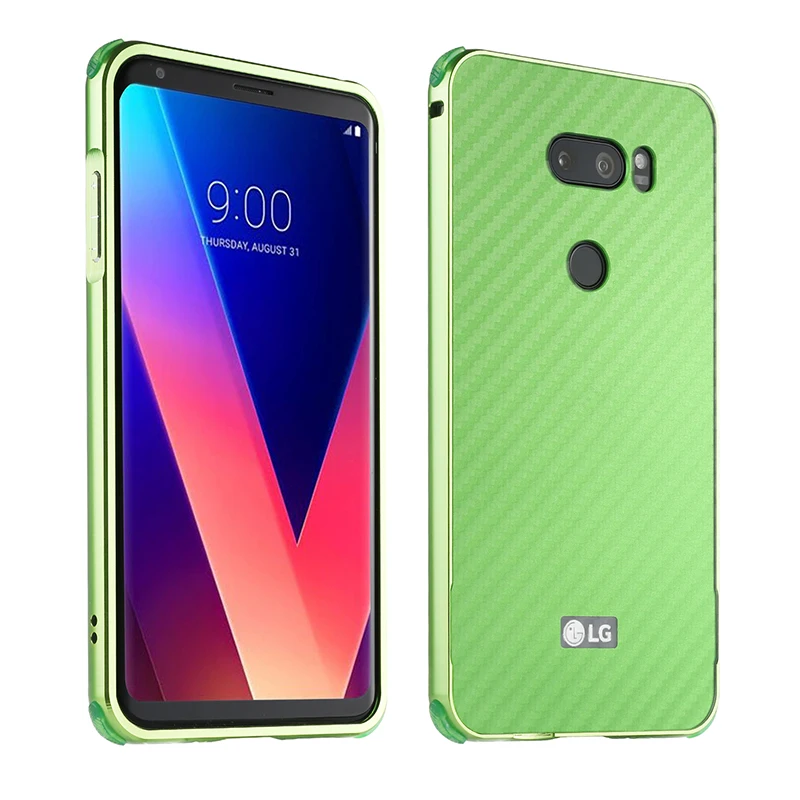 For LG V30 Case V 30 Aluminum Metal Frame+Carbon Fiber Hard Back Cover for Shockproof Phone Shell |