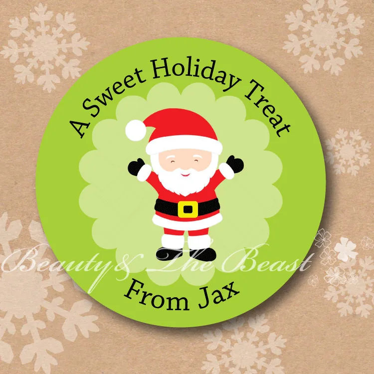 

Персонализированные рождественские наклейки, бирки, подарочные этикетки на Рождество, топперы для капкейков с Санта-Клаусом, рождественск...