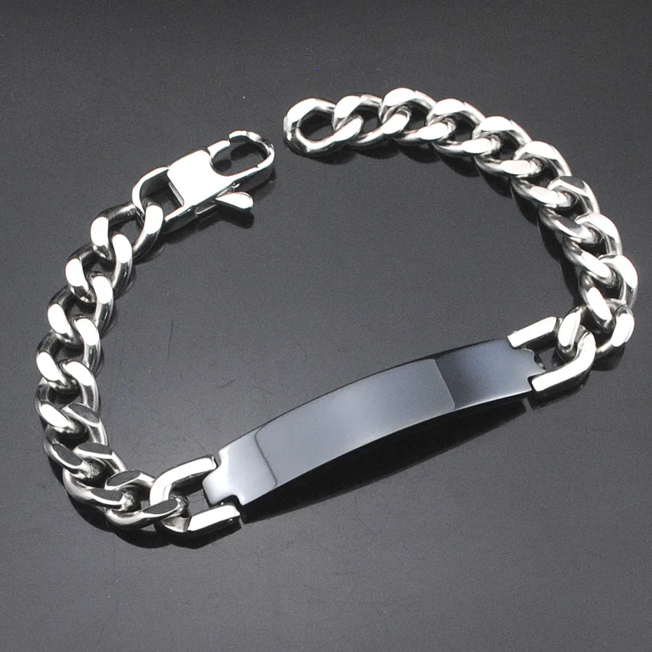Black x Silver AMUMIU заводская цена! Мужской ID браслет 316L нержавеющая сталь золотой цвет браслет для мужчин оптом HZB003 - Окраска металла: Black x Silver