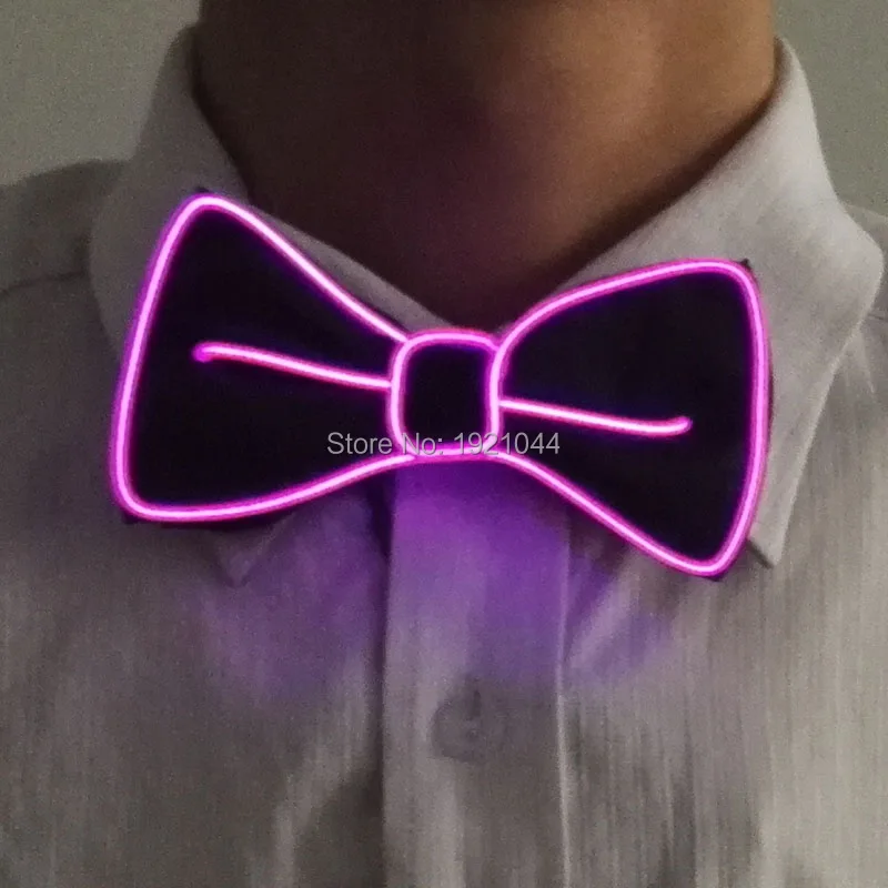 

Wholesale Bow Tie 30pieces EL Wire Glowing Bow Tie LED Neon Light up Bow Tie Wedding Gift Event Party Decoration