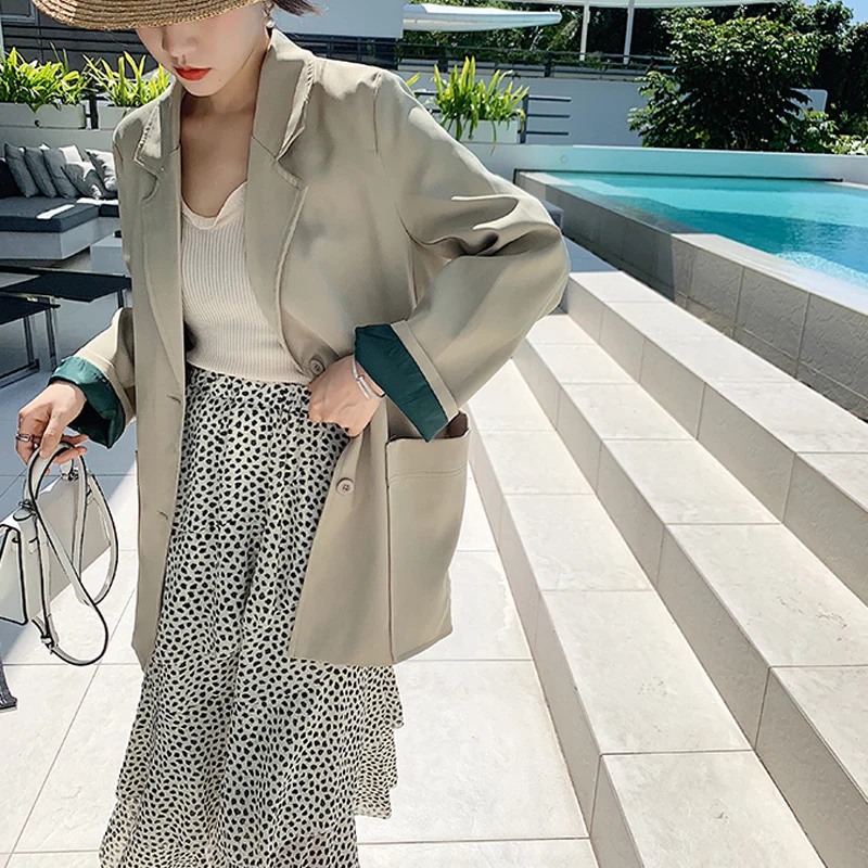 Elegant Notched Collar Bright Color Women Blazer 2019 Single Breasted Female Jacket Outwear Full Sleeve Office Ladies Blaser | Женская