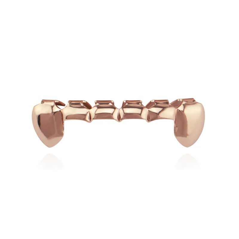 rosegold bottom Панк золотые зубы жабры Верхняя и нижняя вампирский Клык хип-хоп грили зубные тонкие зубные колпачки Хэллоуин косплей ювелирные изделия вечерние XHYT1005 - Окраска металла: rosegold bottom