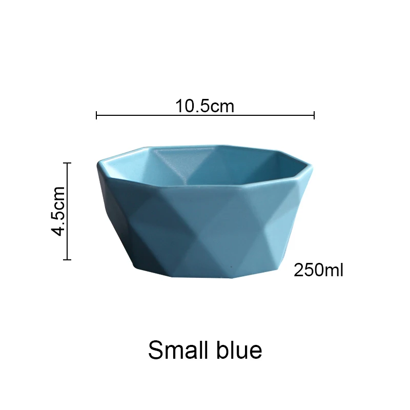 small blue Керамическая Салатница, посуда с алмазным краем, суповые чаши, простая и креативная салатная миска геометрической формы Akuhome - Цвет: small blue