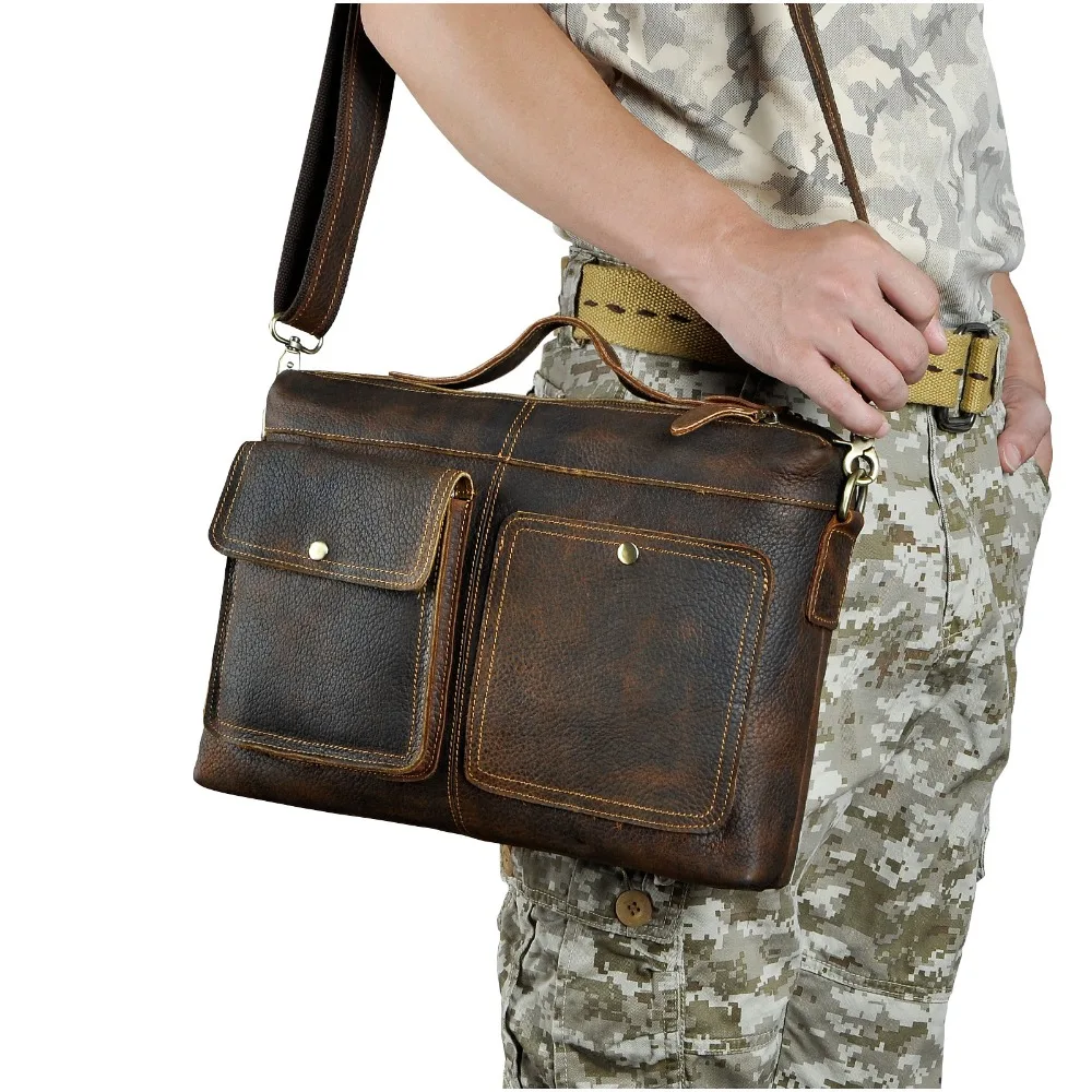 

Cowhide leather Male Design Business Briefcase Computer Laptop Document Bag Fashion Commercia Portfolio Attache Tote Bag 2119