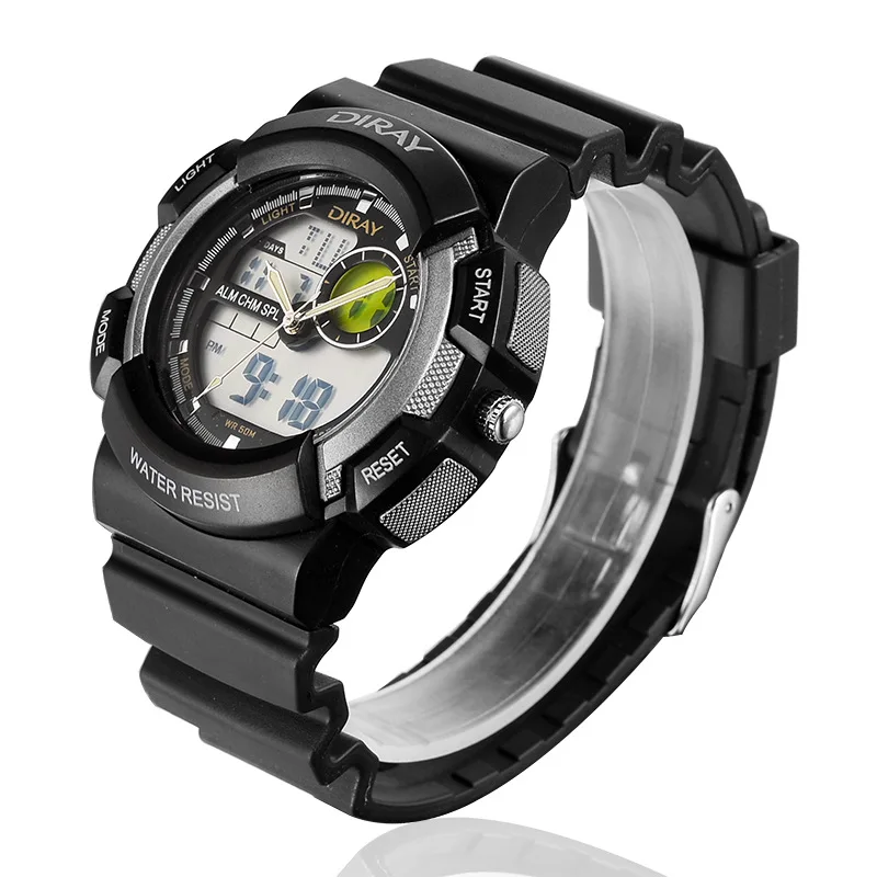 DIRAY Топ бренд двойной дисплей часы водонепроницаемые спортивные цифровые
