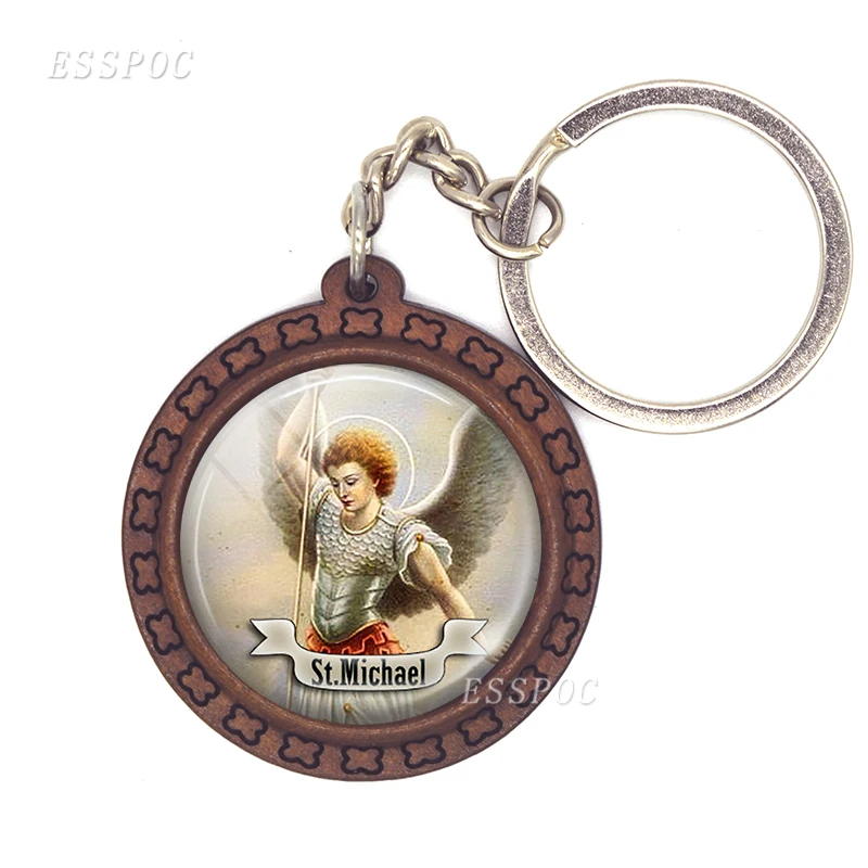 Christian Saint Jewelry St Michael стеклянный кабошон деревянный брелок модные шикарные кольца