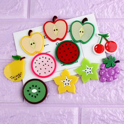 10 шт. DIY смолы flatback имитация звезды Pitaya Фрукты Яблоко Вишня груша виноград амулеты
