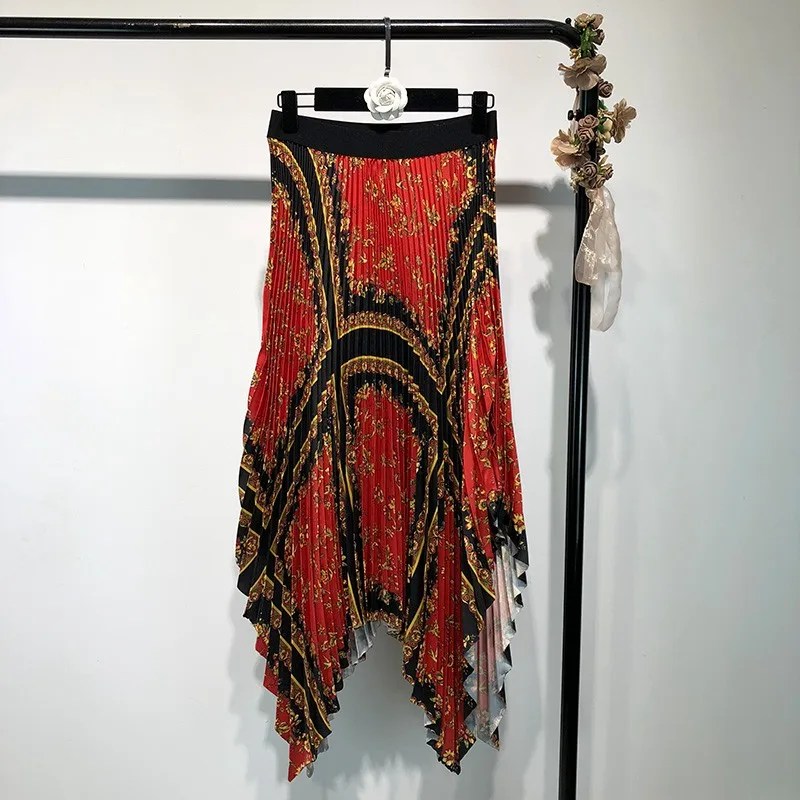 Женские Модные Цветочные Печатные Длинные юбки для дам Харадзюку эластичные с