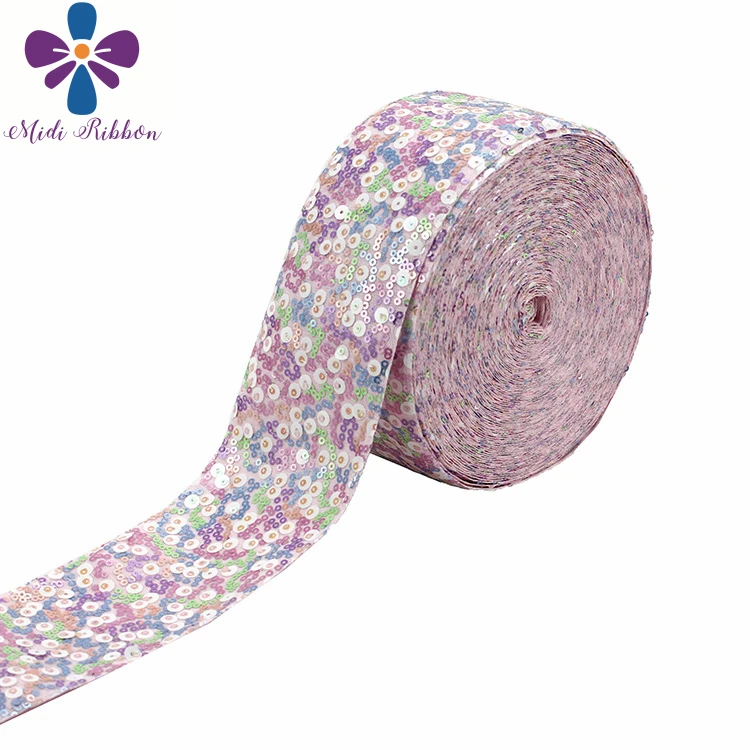 3"75mm Shiny Cutting Sequin Ribbon Colorful Aqua Pink Purple DIY Wedding Party Decor Hair Bowknows Making 25yards/roll - Цвет: No.81 Lt.Pink