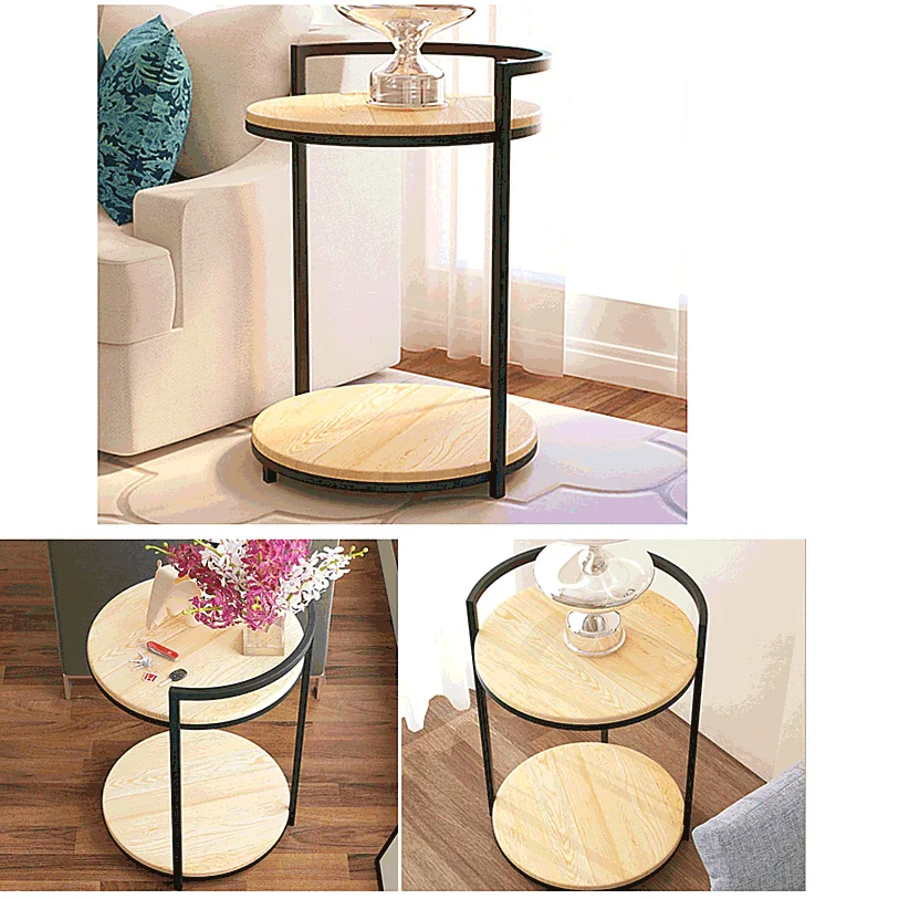 Винтажный металлический деревянный чайный столик журнальный железный