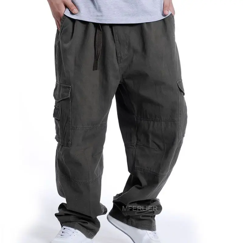 MFERLIER свободные весна лето брюки карго Мужские 5XL 6XL 7XL Большие размеры вес 150 кг повседневные мужские брюки 4 цвета