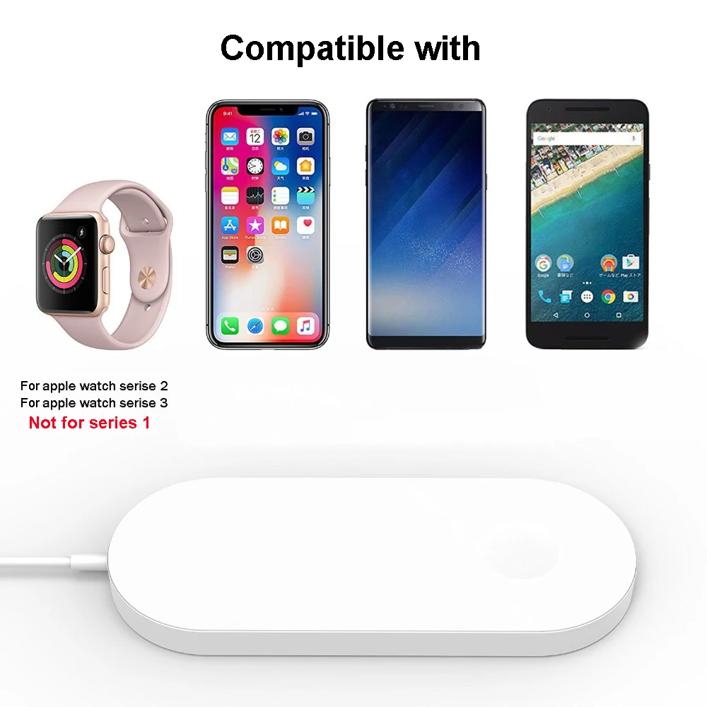 Беспроводное зарядное устройство Qi для Apple Watch 2 3 iPhone X 8 Plus быстрая зарядка SAMSUNG S9 S8