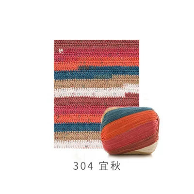 color 304 2 шара* 50 г необычный космический краситель кружевная пряжа ручной работы diy вязаная тонкая шерстяная пряжа крючком ручного плетения свитера хлопок нить t50 - Цвет: color 304