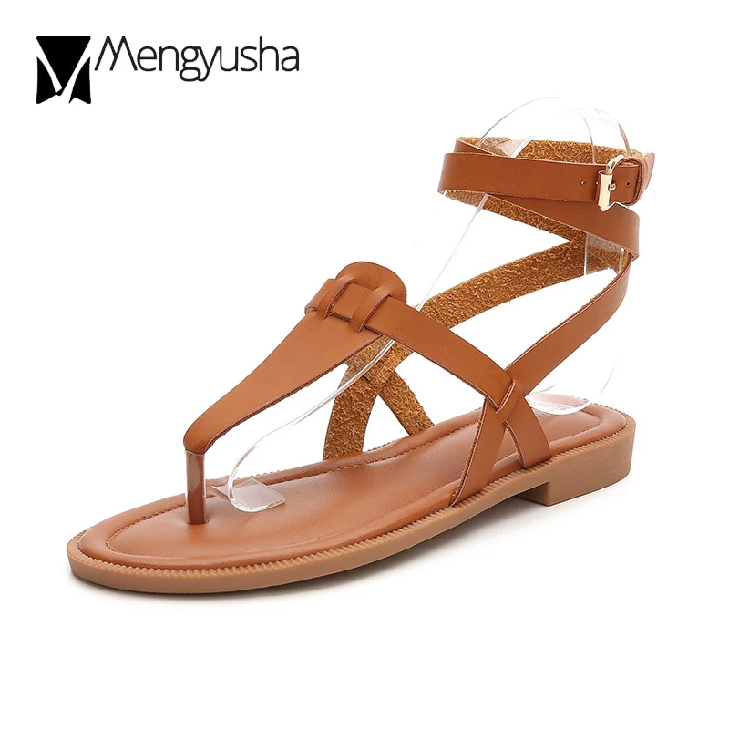 Кросс-ремешок сандалии-гладиаторы 2018 г. женские летние дизайнерские Т-образным
