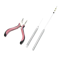 neitsi 3 holes plier and metal hook needle and loop threader 3pcsset for hair extensions