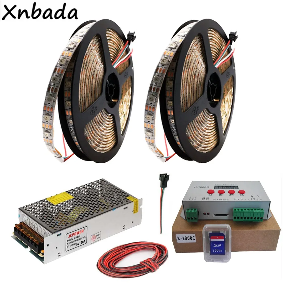 

WS2812B WS2812 RGB Светодиодная лента K-1000C (T-1000S Обновлено) RGB Led 2048 пикселей контроллер DC5V светодиодный трансформатор комплект