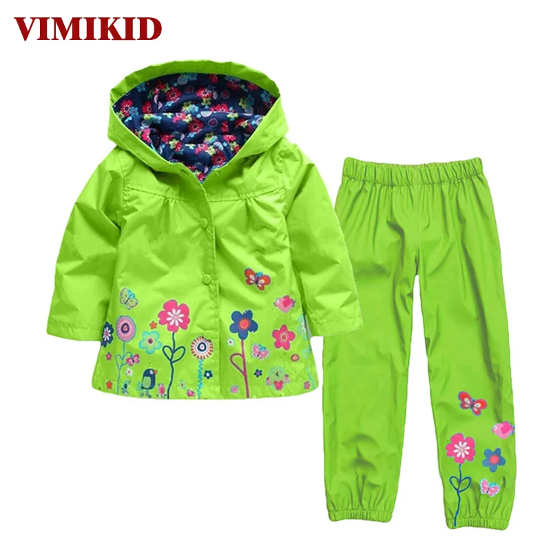 

VIMIKID Boys Clothes Set Cartoon Dinosaur Hooded Raincoat Jacket+Pants Kids Sport Suit Spring Clothes Children Clothing k1 k2