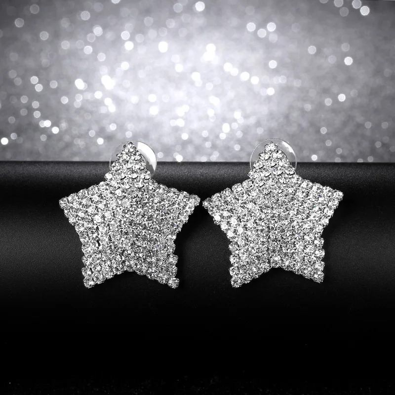 Новое поступление роскошные сверкающие серьги-гвоздики с фианитами Фианитами