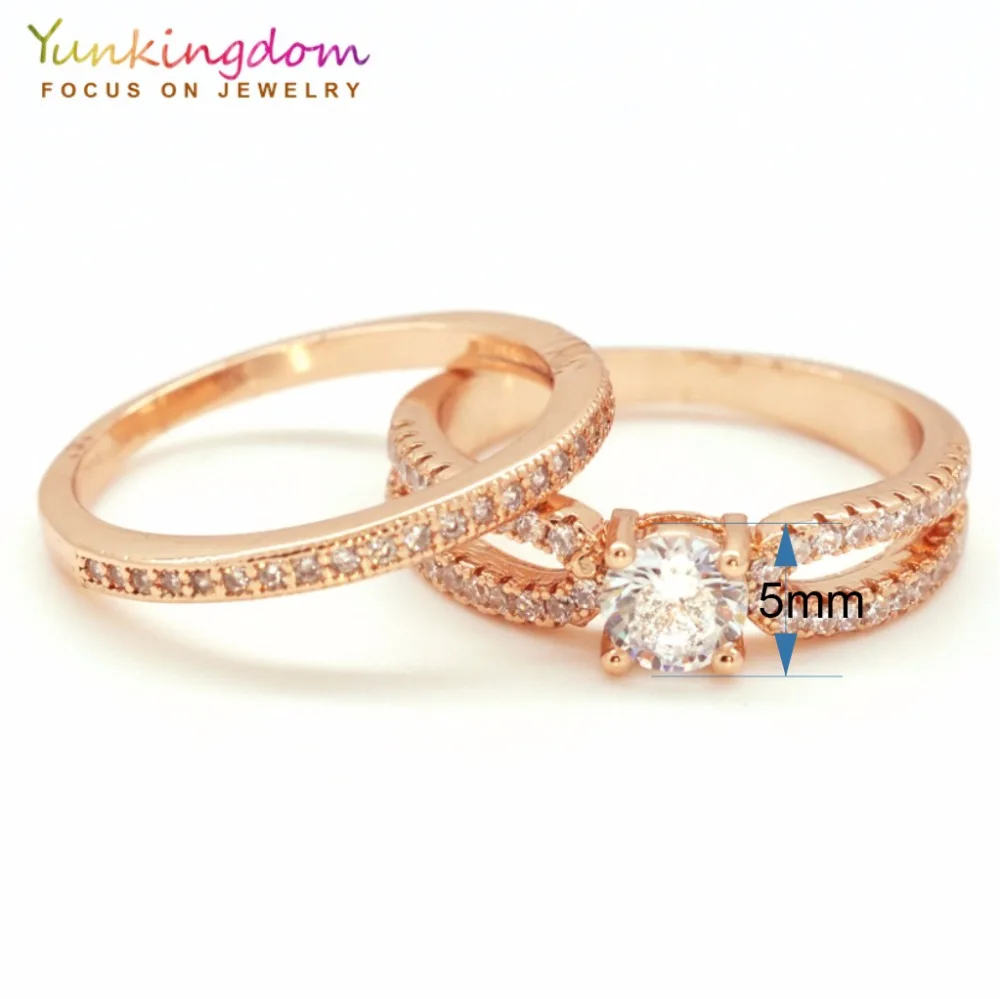 Роскошный женский белый свадебный набор колец модное розовое золото ювелирное