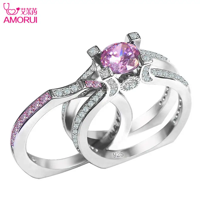 AMORUI Мода AAA циркон сменный комплект кольца 9 Цвет s серебряного цвета с