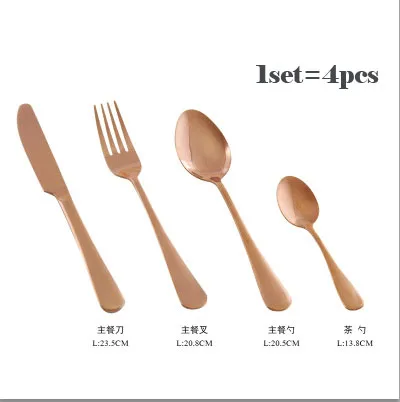 rose4pcs 24 шт./компл. черный набор столовых приборов Нержавеющая сталь посуда набор серебряных приборов ужин Ножи и вилка набор посуды Прямая - Цвет: rose4pcs