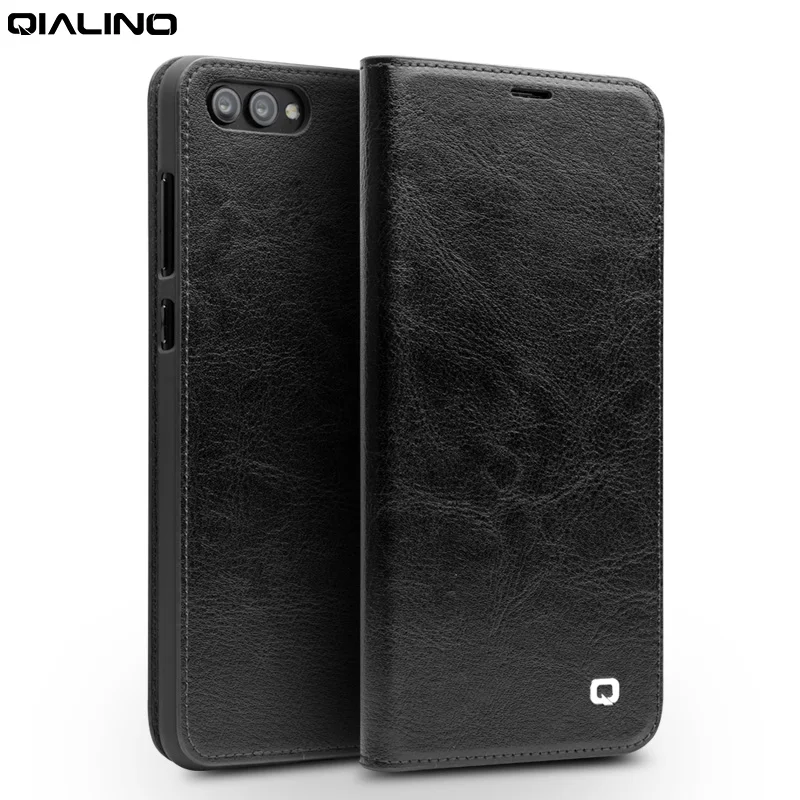 QIALINO Чехол книжка из натуральной кожи для Huawei Honor V10 чехол ручной работы honor v10