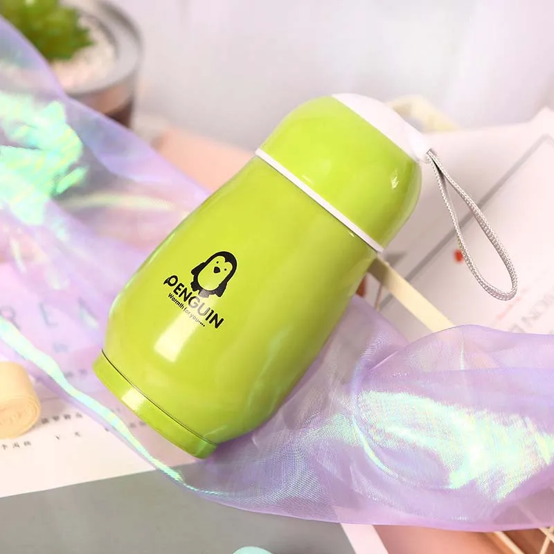 New Arrival 330ML Mini Thermos Lovely Cartoon Penguin Printed Vacuum Flasks Cute Sweety 4 Colors Stainless Steel Cup 20E | Дом и сад