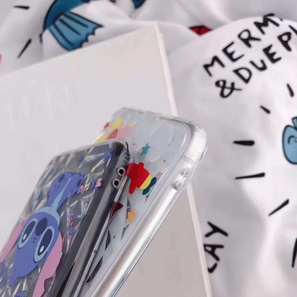 Cute Cartoon Monsters toy story Stitch phone case for iphone X 6 6s plus 7 8 Diamond pattern Transparent silicone back cover |