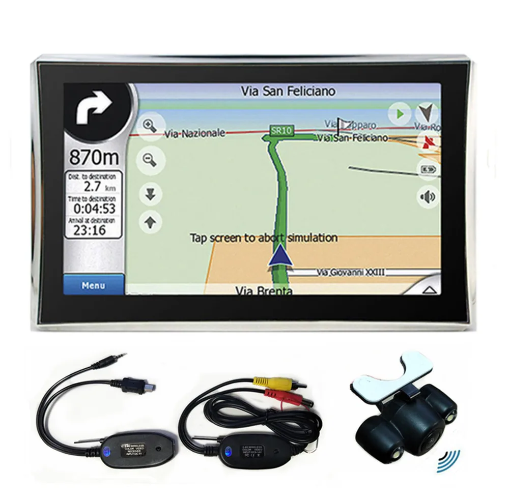 7-дюймовый автомобильный gps навигация 8GB спутниковой навигации с Новые карты, Беспроводной зеркало заднего вида камера заднего вида Система помощи при парковке опционально - Размер экрана, дюймов: With wireless camera