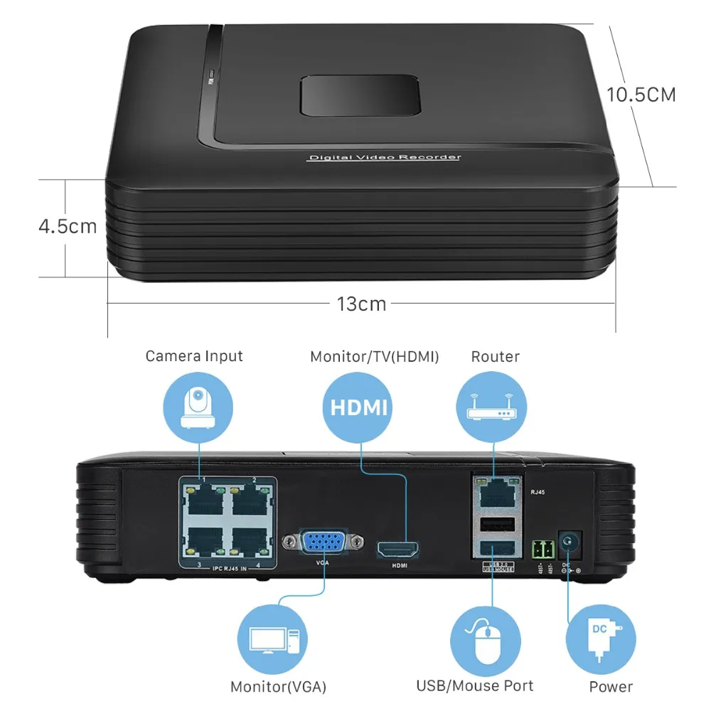 BESDER 720P 960P 1080P CCTV System Home Security Surveillance Kit( 4PCS Indoors Dome IP Camera& one 4 Channel POE 15V NVR