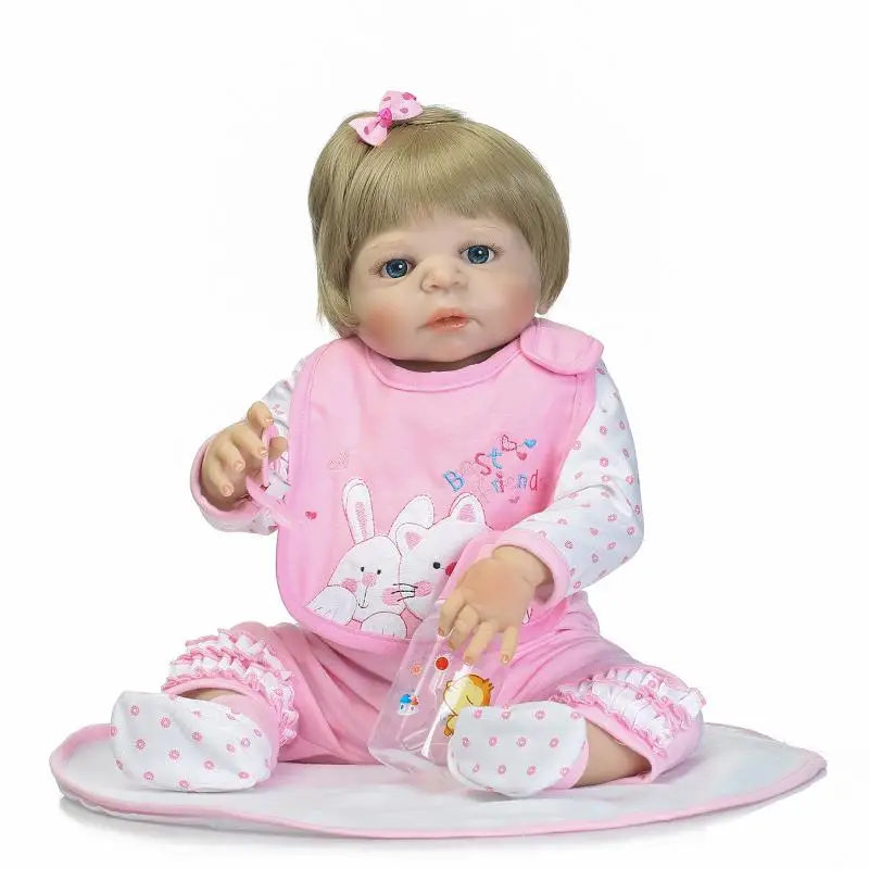 Newest 22 inches Reborn Girl Doll Alive Accompany Sleep Jointed Bodies Brinquedo Original Silicone-Reborn-Babies | Игрушки и хобби