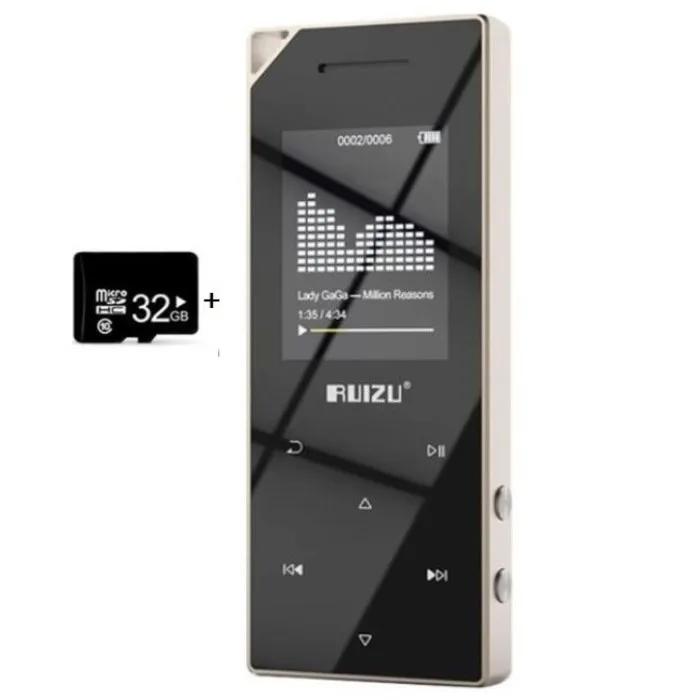 gold with 32gb ruidu D05 Bluetooth 4,0 Mp3 MP4 плеер Музыкальный плеер с 16 Гб fm-радио тяжелая металлическая сенсорная кнопка 80ч воспроизведение 128 ГБ расширение - Цвет: gold with 32gb