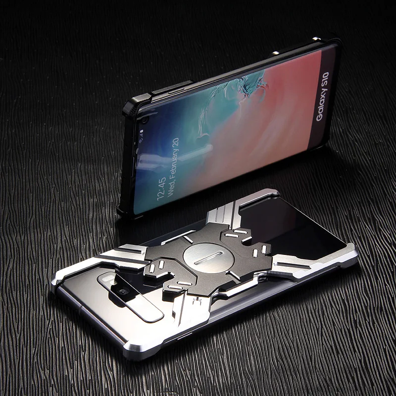 Silver Black Для samsung Galaxy S10+ Plus S10e S9 Note 10+ 9 8 A9 Роскошный металлический алюминиевый чехол-бампер с ЧПУ - Цвет: Silver Black