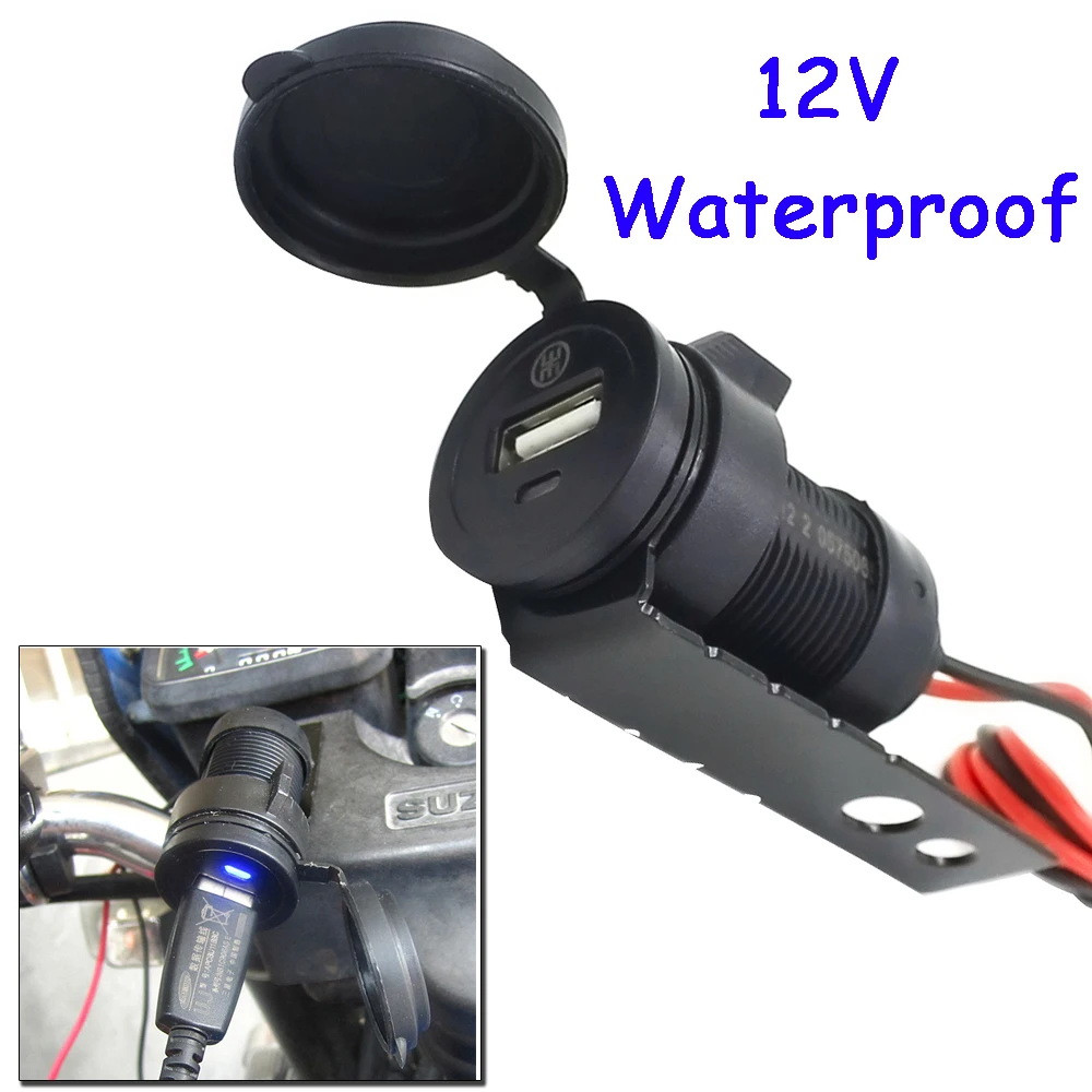 12V черный Водонепроницаемый Мотоцикл Скутер Руль USB для сотового телефона