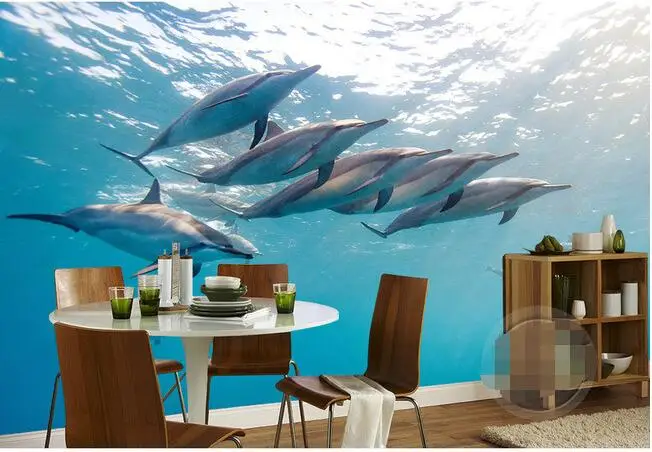 Настенные 3d обои на заказ нетканые для комнат фотообои Дельфин с изображением