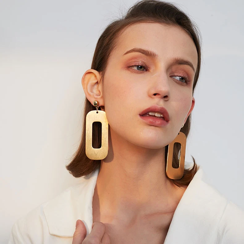 Женские серьги-подвески крупные геометрические серьги овальной формы