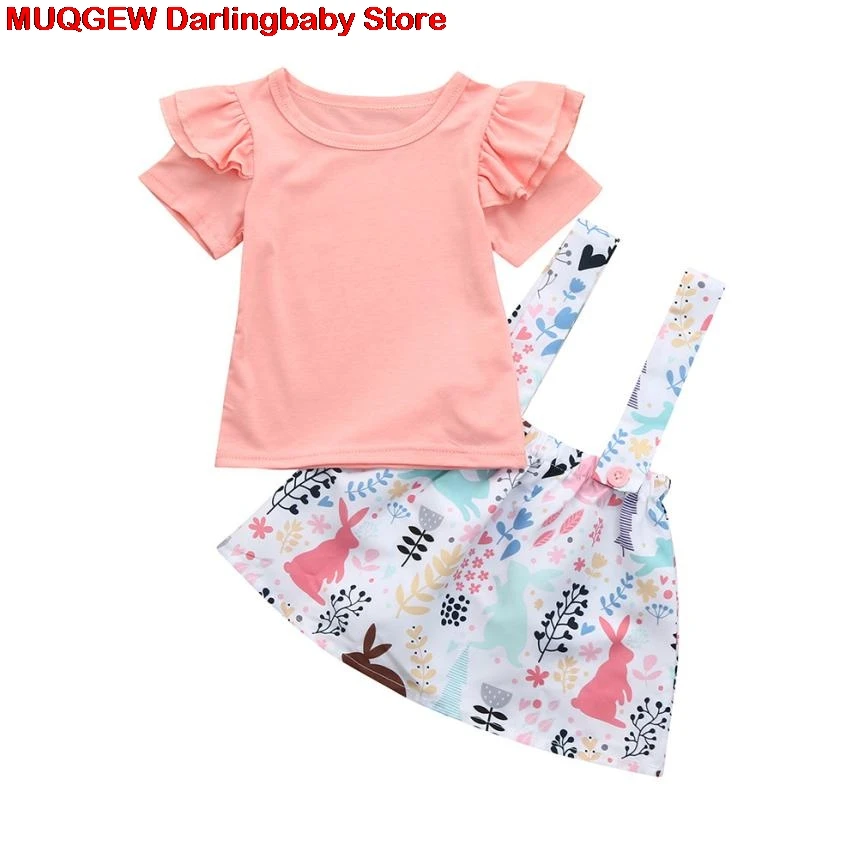 Новая детская одежда для девочек однотонная летний топ мультфильм животных с